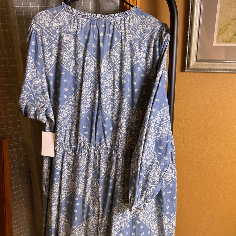 NWT. Daily Threads Long Sleeve Blue Patterned Dress size XL - Picture 4 of 7